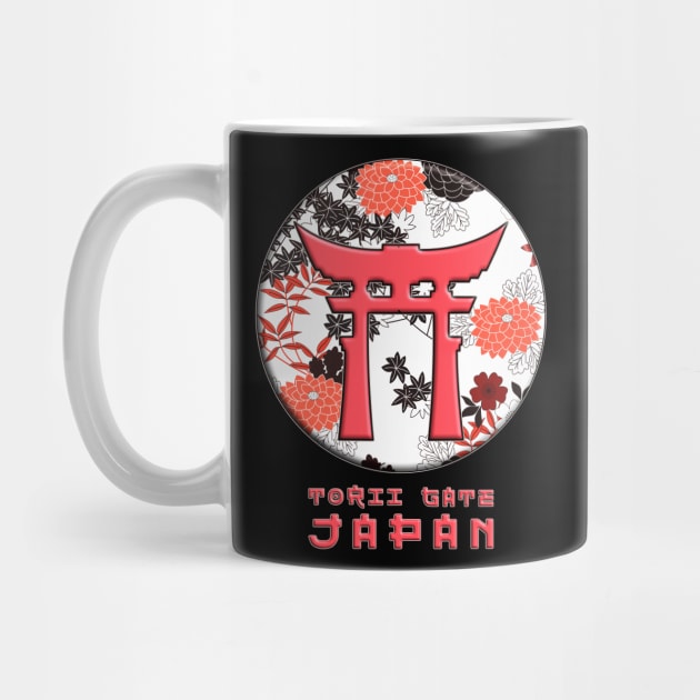 Torii Traditional Japanese Gate Japanese Flag Japan Symbol Floral Pattern Chrysanthemum Cherry Blossom 57 by dvongart